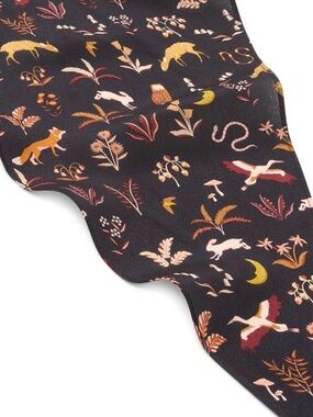 Woodland Black Floral Silk Neck Scarf